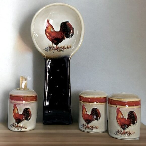 Rooster Kitchen Ceramic Artisan Accessories Functional Art Rustic Farmhouse Set - Picture 8 of 14